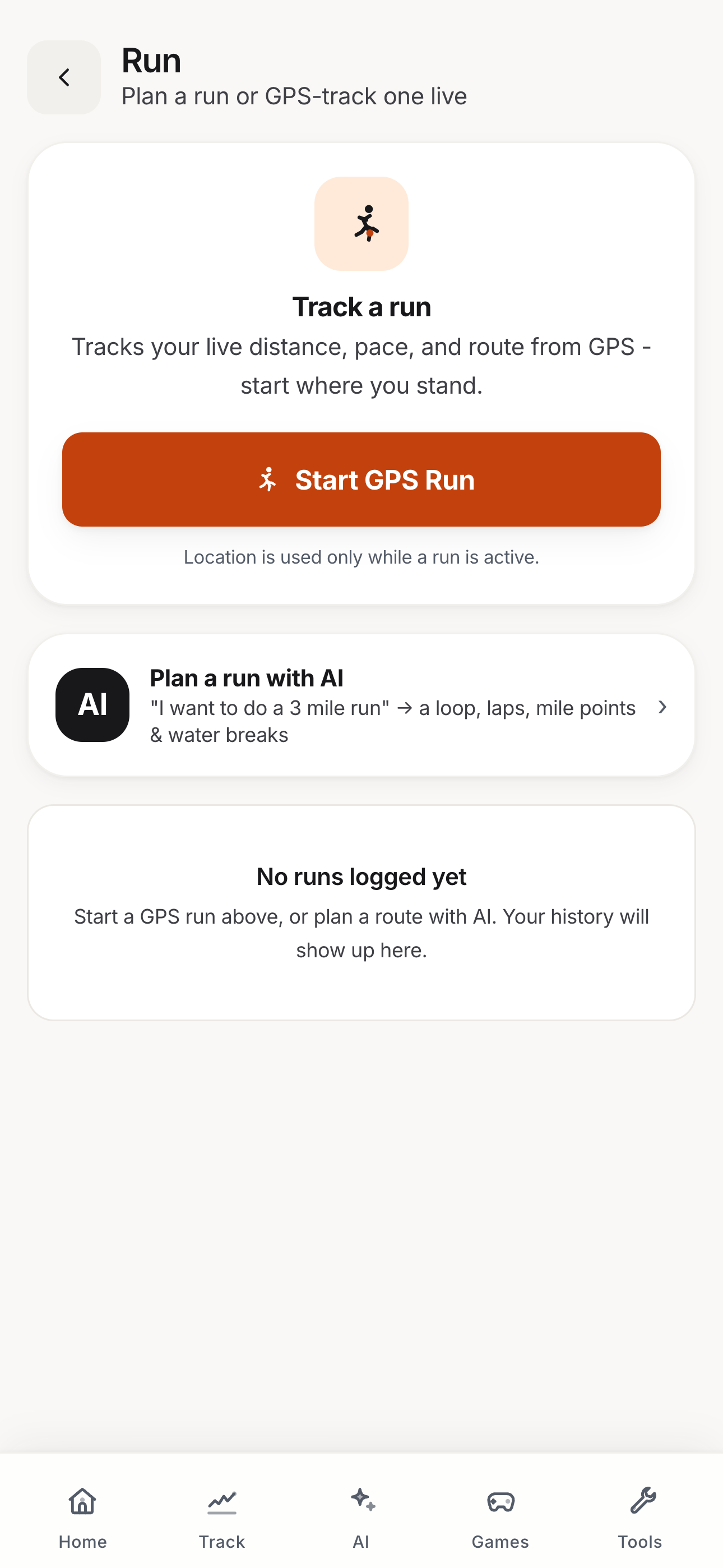 My Daily Tool Run planner with GPS tracking and AI route planning