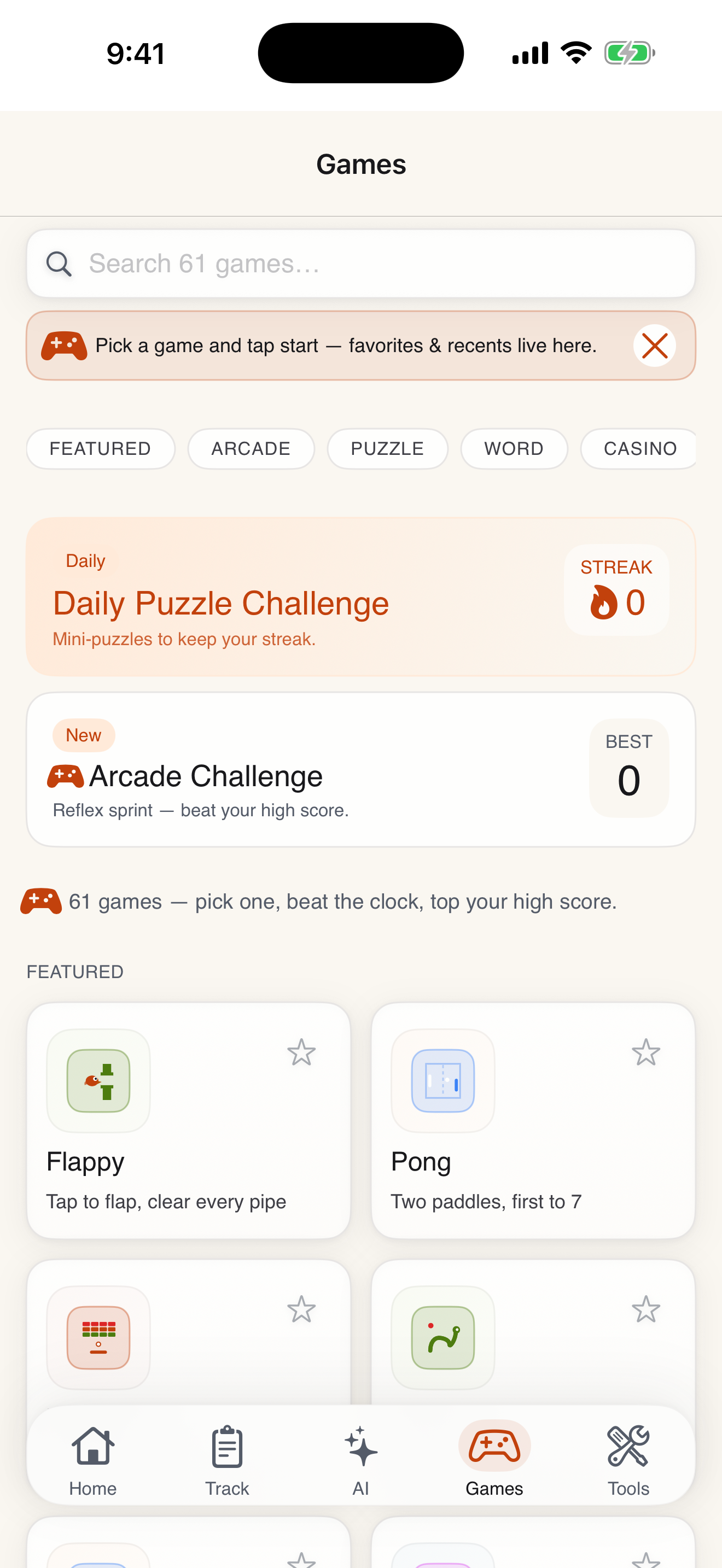 12 built-in games